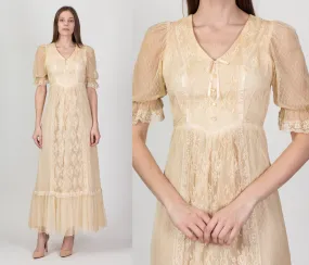 60s Nu-Mode Lace Prairie Gown - Extra Small