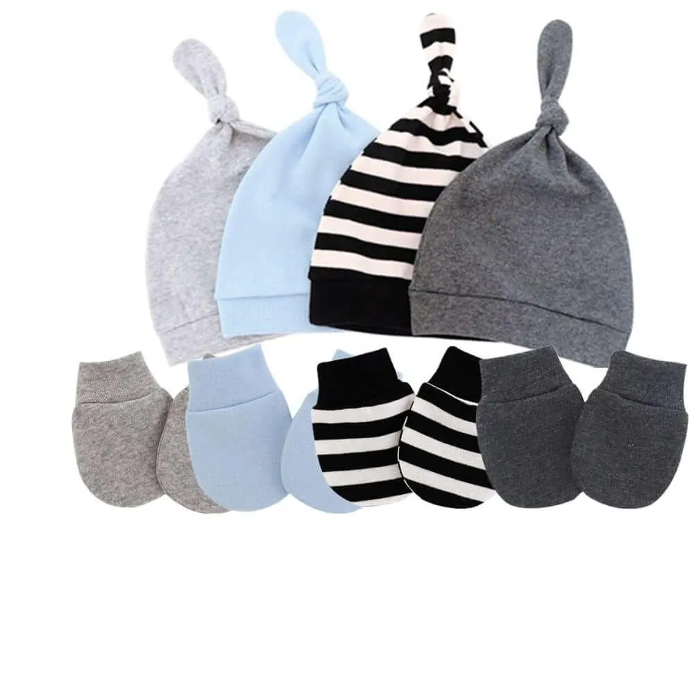 Anti Scratching Cotton Mittens   Hat Set