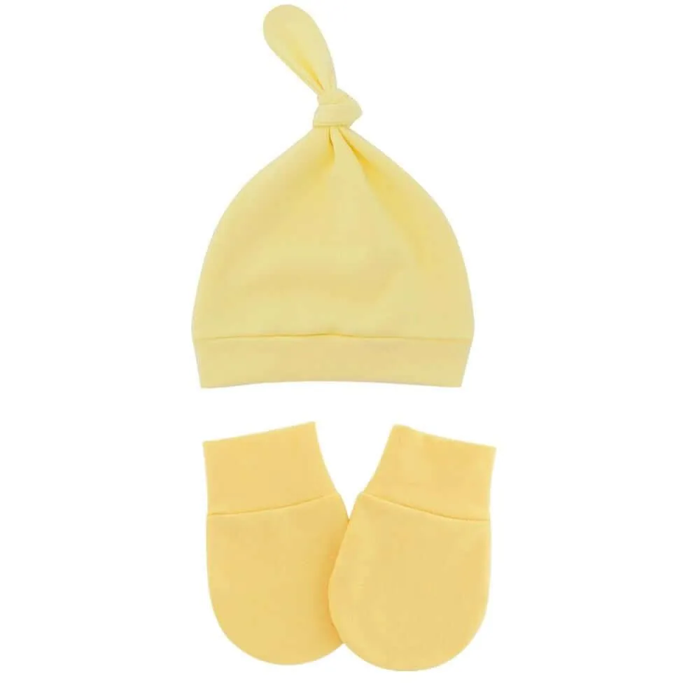 Anti Scratching Cotton Mittens   Hat Set