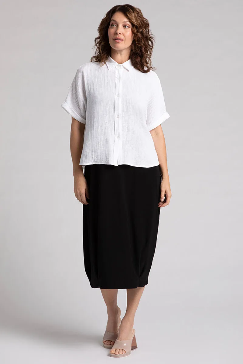 Cotton Gauze Half Sleeve Bolero Shirt | White