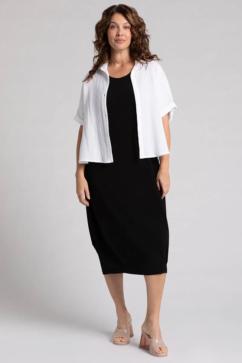 Cotton Gauze Half Sleeve Bolero Shirt | White