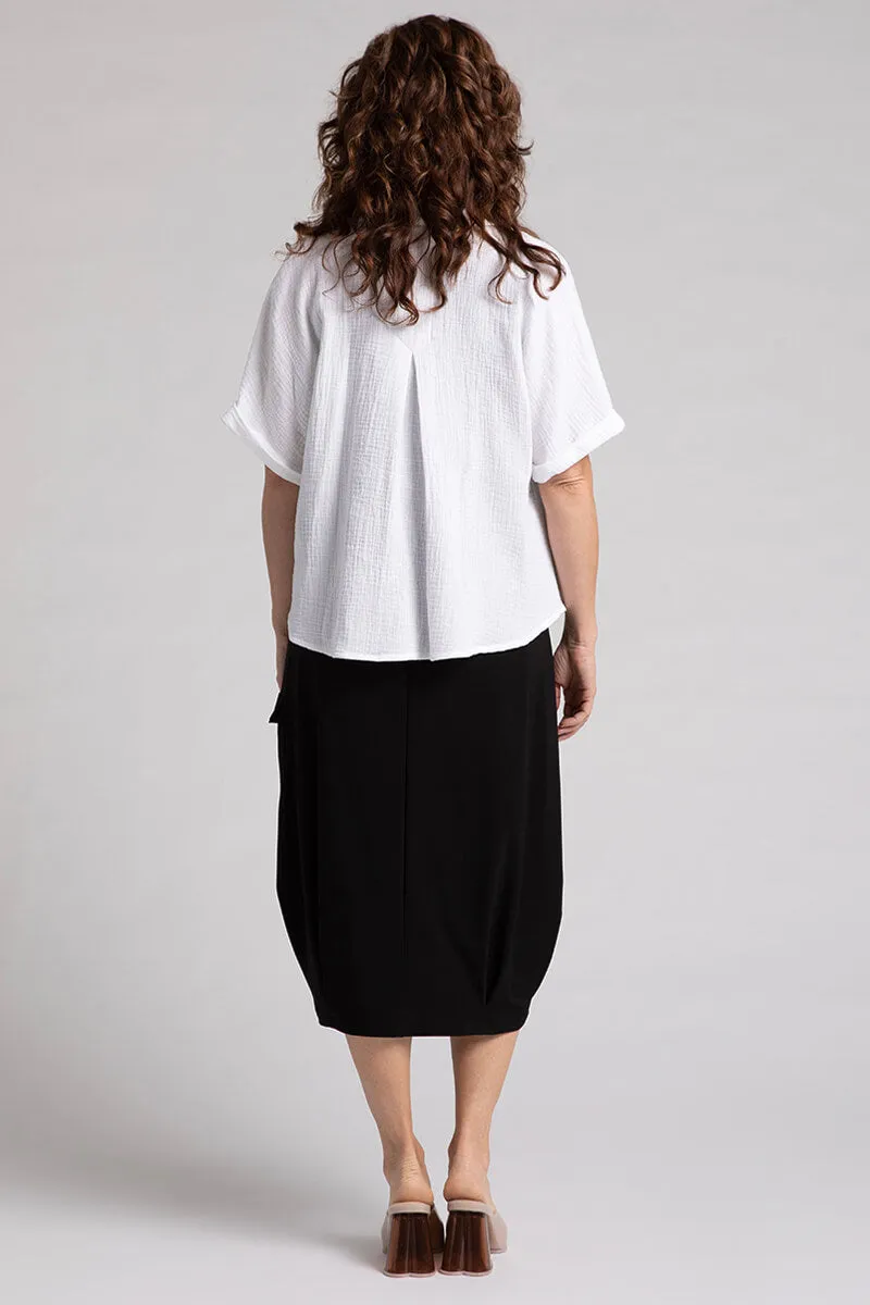 Cotton Gauze Half Sleeve Bolero Shirt | White