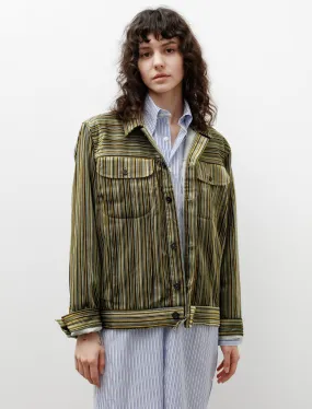 Denim Jacket Velvet Multi Green Stripe