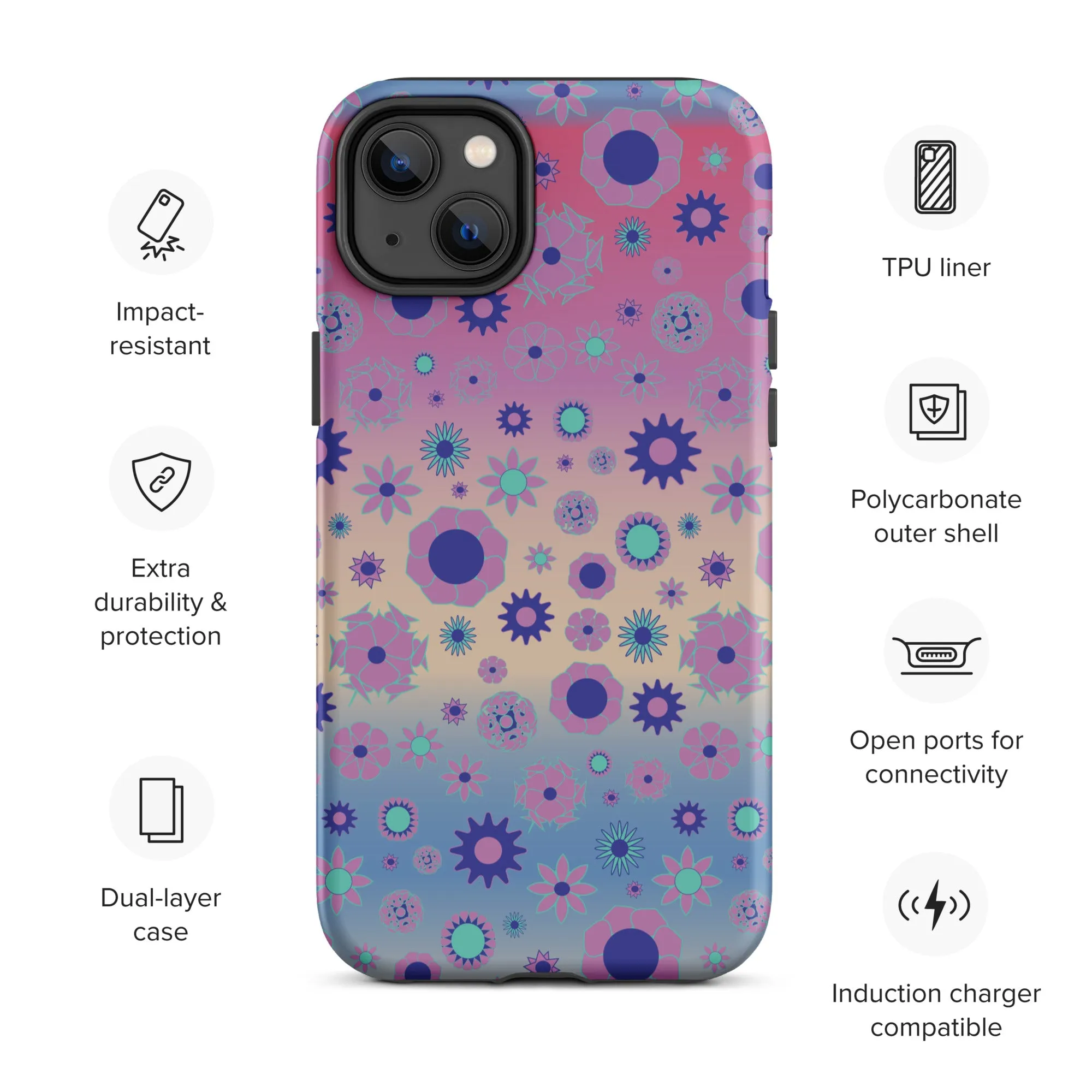 Floral Tie Dye Tough iPhone case