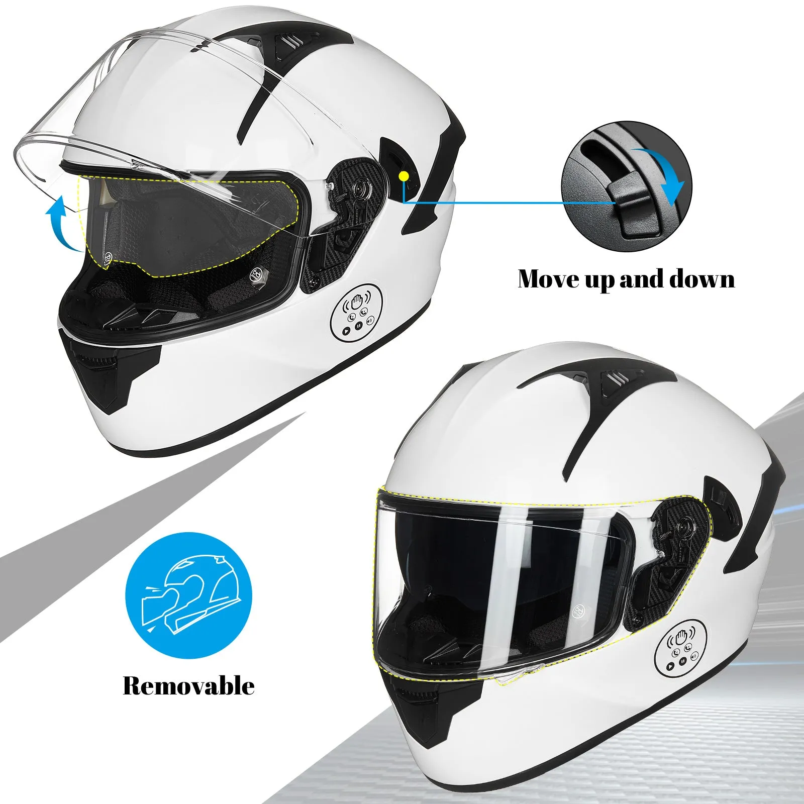 ILM Touch Built-in Bluetooth Integrated Full Face Motorcycle Helmet Model X9