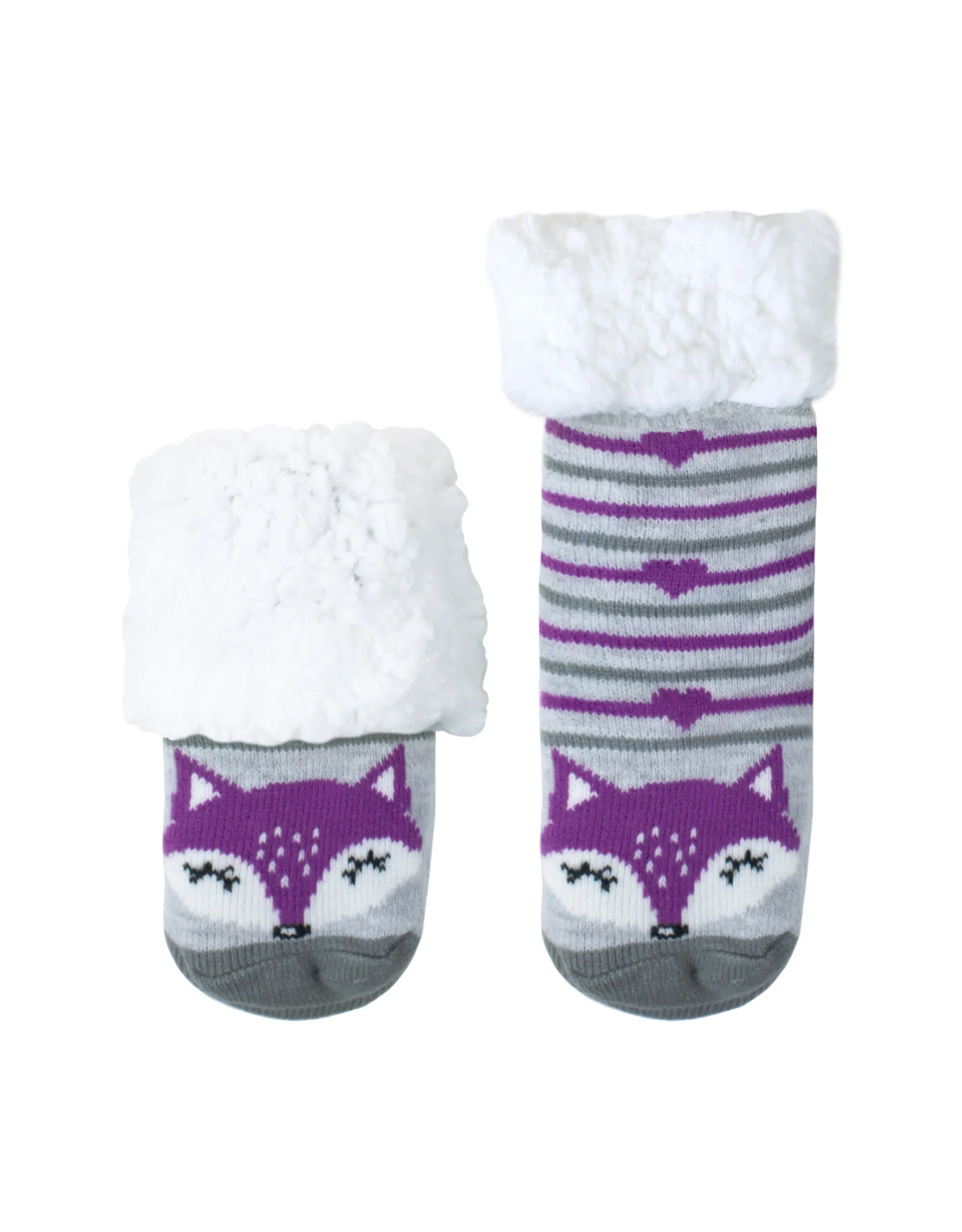 Kids Purple Fox Slipper Socks