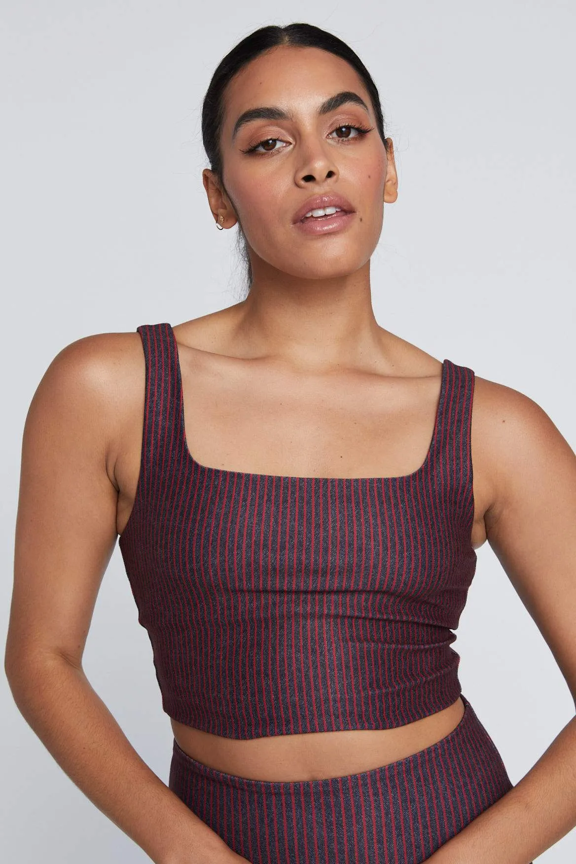 Thalia Cropped Tank Red Stripe